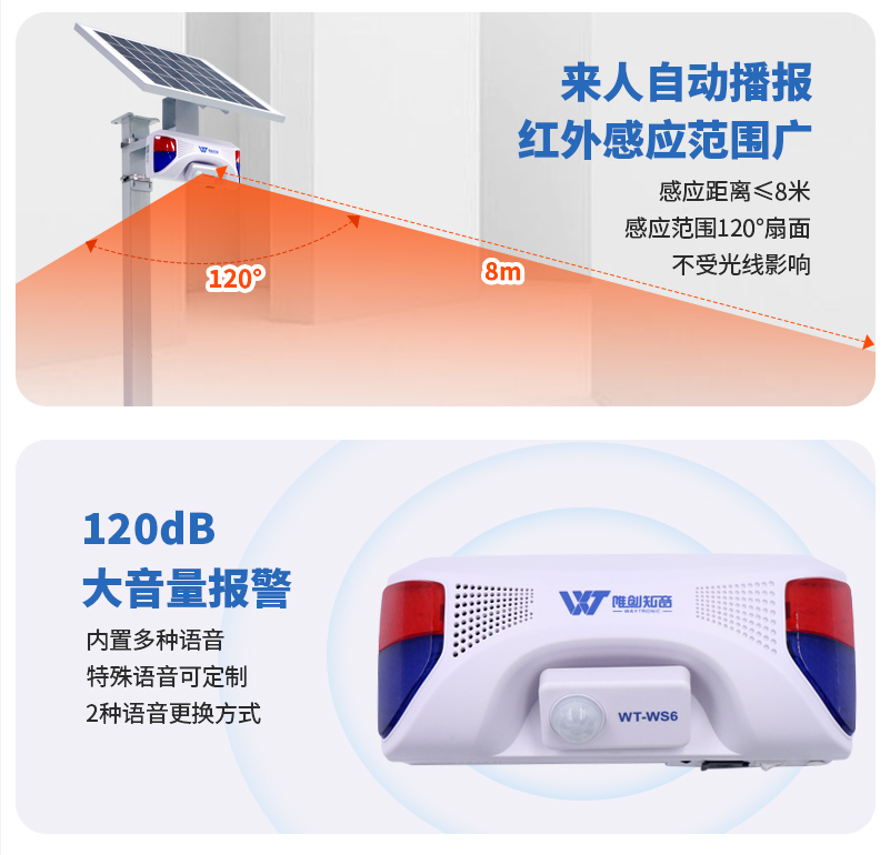 WT-WS6太陽(yáng)能聲光報(bào)警器